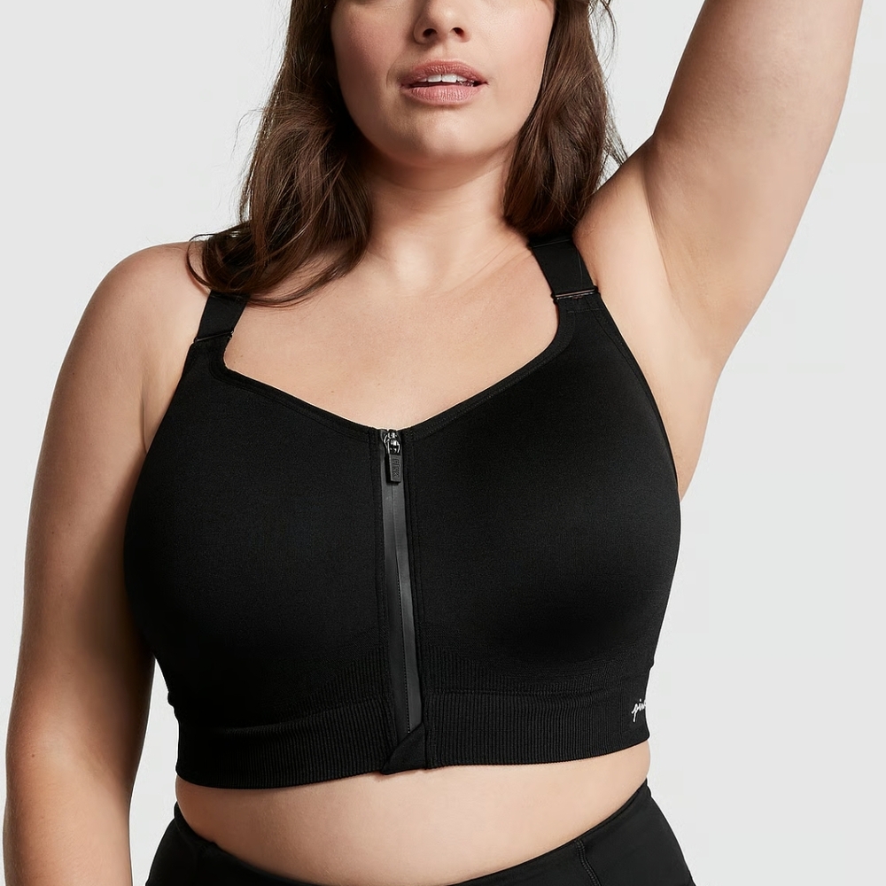 Victoria's Secret Black Zip Front Sports Bra